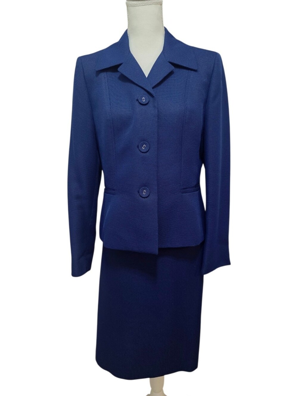 Evan-Picone Women's Navy Blue Skirt Suit Set Size 10 Career Church Business EUC - Picture 2 of 8
